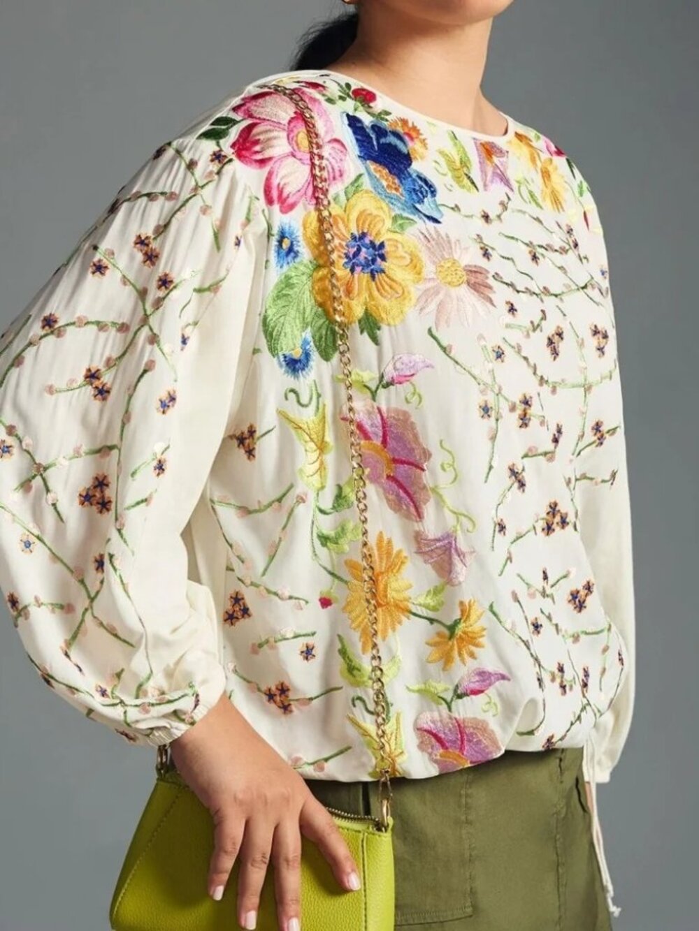 Anthropologie | Tiny | Lori Embroidered Floral Long-Sleeve Top | Large
